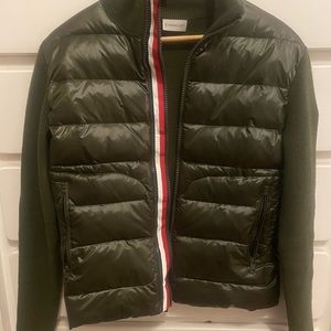 Mens Army green cardigan moncler